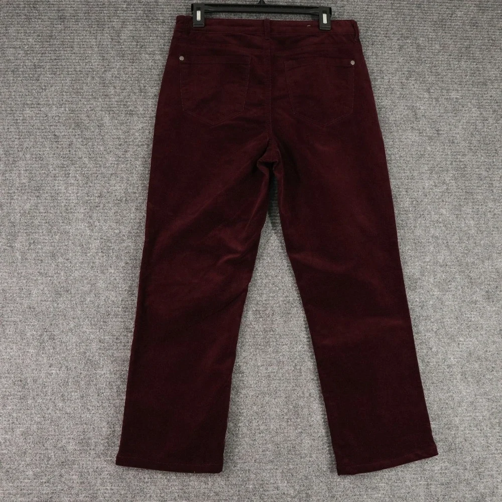 Well Worn Corduroy Pants Womens 10 Burgundy Red Straight Leg Stretch Casual Soft
